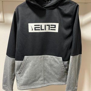 Nike Boys Elite Therma Pullover Hoodie L Black Grey Light Breathable